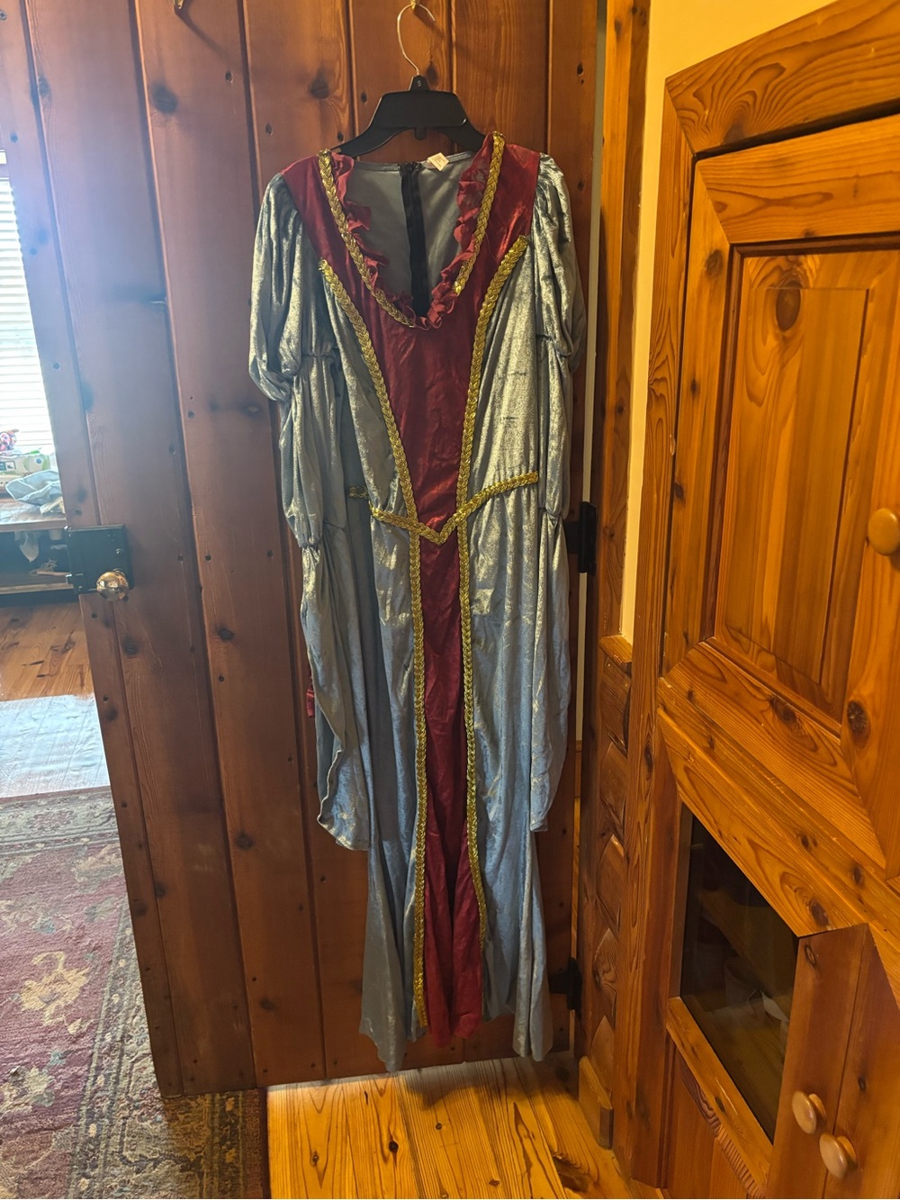 Ice blue & Burgundy Medieval-Style Women's dress